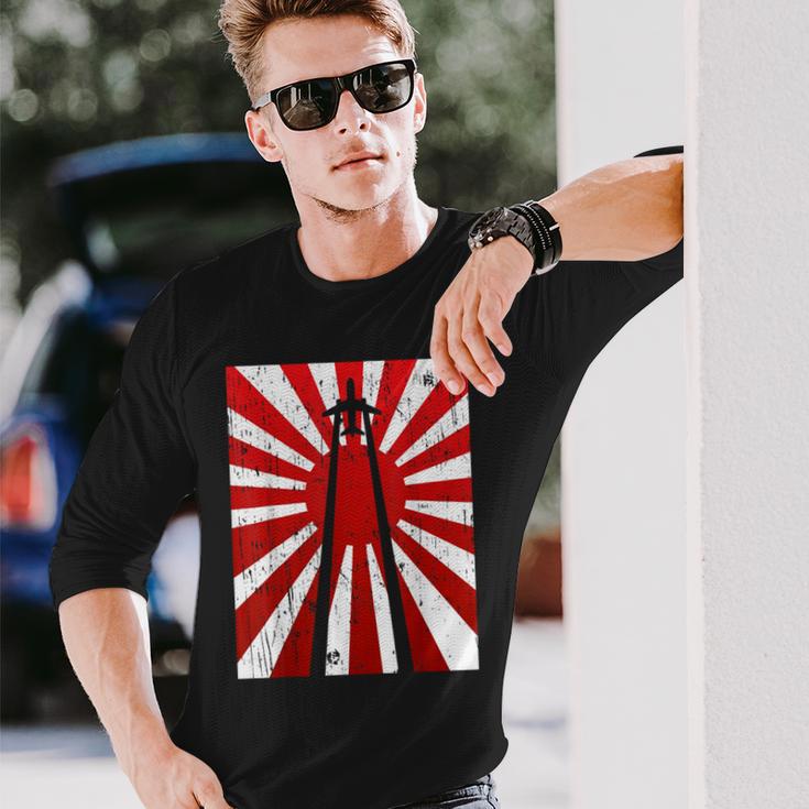 Pilot Plane Airport Air Traffic Controller Risingun Flag 長袖Tシャツ 彼への贈り物