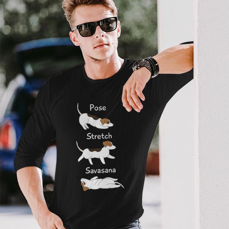 Posetretchavasanaジャック・ラッセル・テリア犬 長袖tシャツ 長袖Tシャツ 彼への贈り物