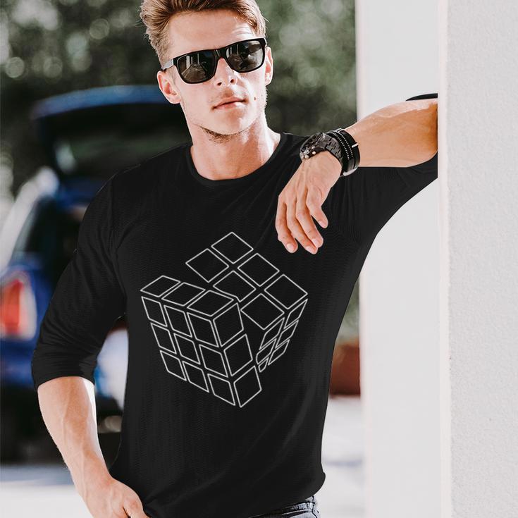 Rubik Rubix ルービックキューブ 問題解決器 素晴らしいラインアート 長袖Tシャツ 彼への贈り物