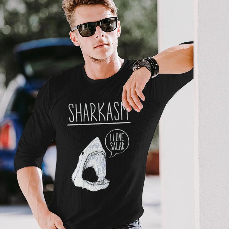 Sharkasm I Lovealad面白い皮肉なシャークスタジオ 長袖tシャツ 長袖Tシャツ 彼への贈り物