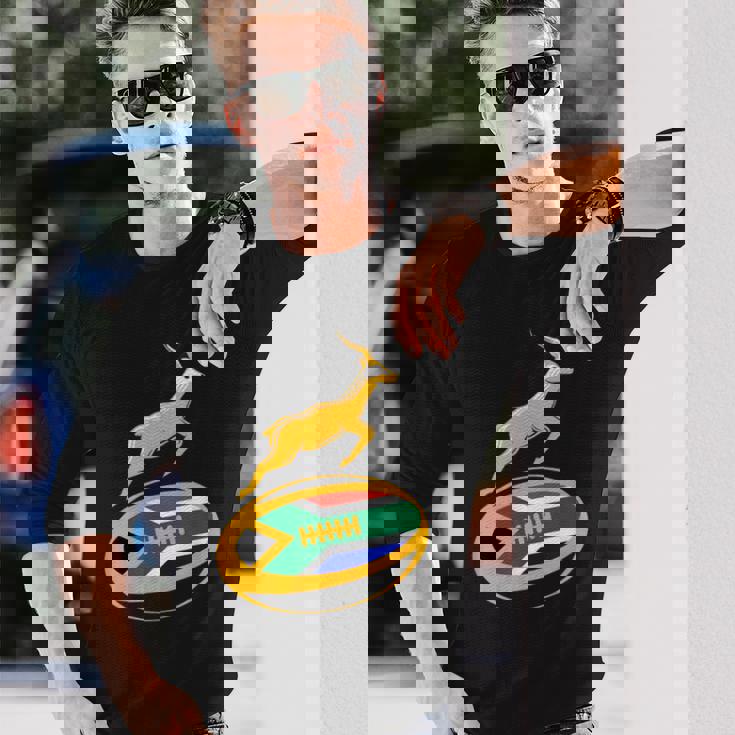 Springbok ラグビーボール & 南アフリカ国旗 メンズ レディース キッズ 長袖Tシャツ 彼への贈り物