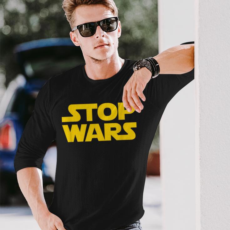 Stop Wars 反戦メッセージ 地球と宇宙の平和 長袖Tシャツ 彼への贈り物