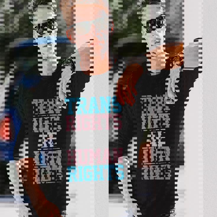 Trans Rights Are Human Rights Lgbtq トランスジェンダー フラッグ プライド 長袖Tシャツ 彼への贈り物