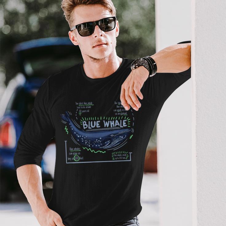 Trendy Blue Whale Facts 長袖Tシャツ 彼への贈り物