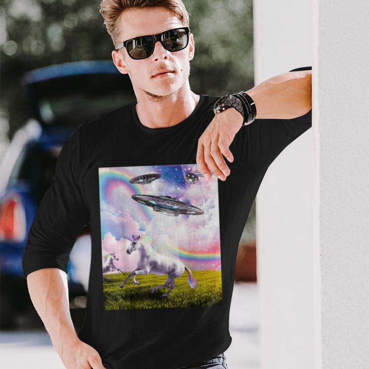 Ufo 誘拐ユニコーン 長袖Tシャツ 彼への贈り物