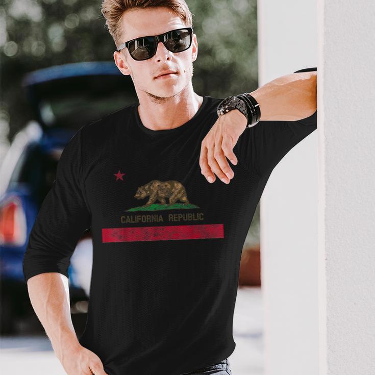 Vintage California Republic Flag ビンテージ・スタイルカリフォルニア共和国旗 長袖Tシャツ 彼への贈り物