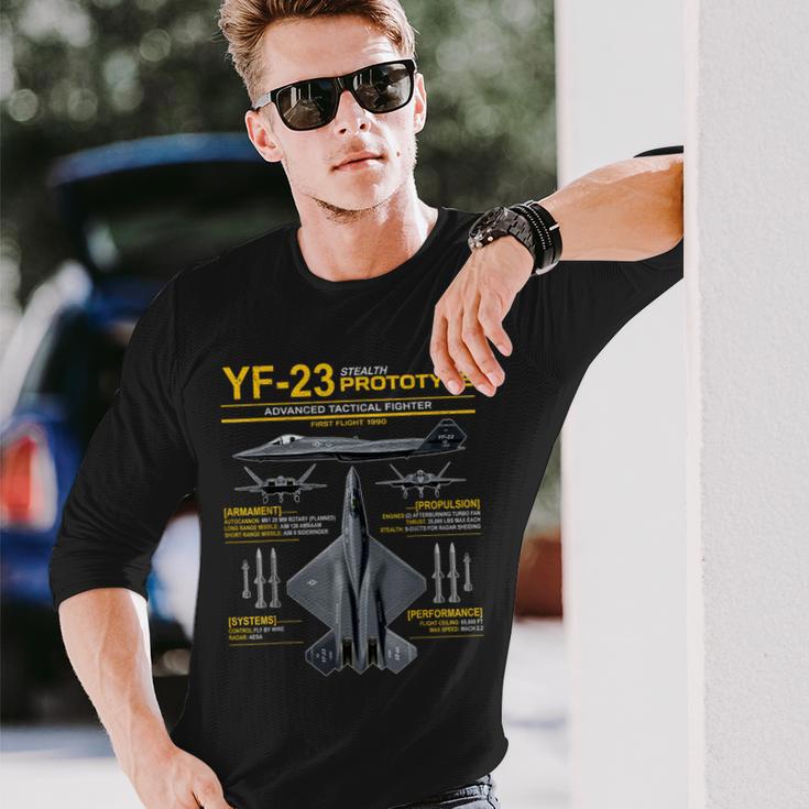 Yf-23 ステルス戦闘機 ミリタリー ジェット仕様 インフォグラフィック イエロー 長袖Tシャツ 彼への贈り物