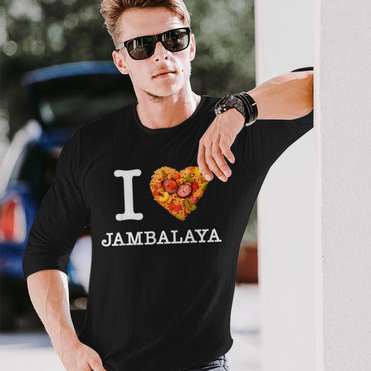 “I Love Jambalaya” のジャンバラヤ好き向けデザイン 長袖Tシャツ 彼への贈り物