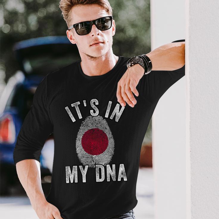おかしな It's In My Dna 日本国旗 指紋 長袖Tシャツ 彼への贈り物