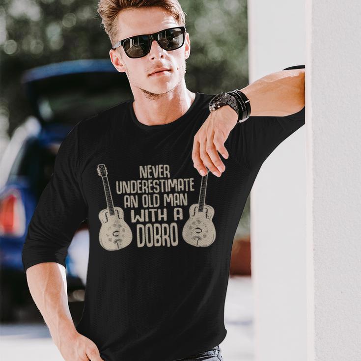 おもしろいドブロプレーヤーブルーグラスラバー 長袖Tシャツ 彼への贈り物