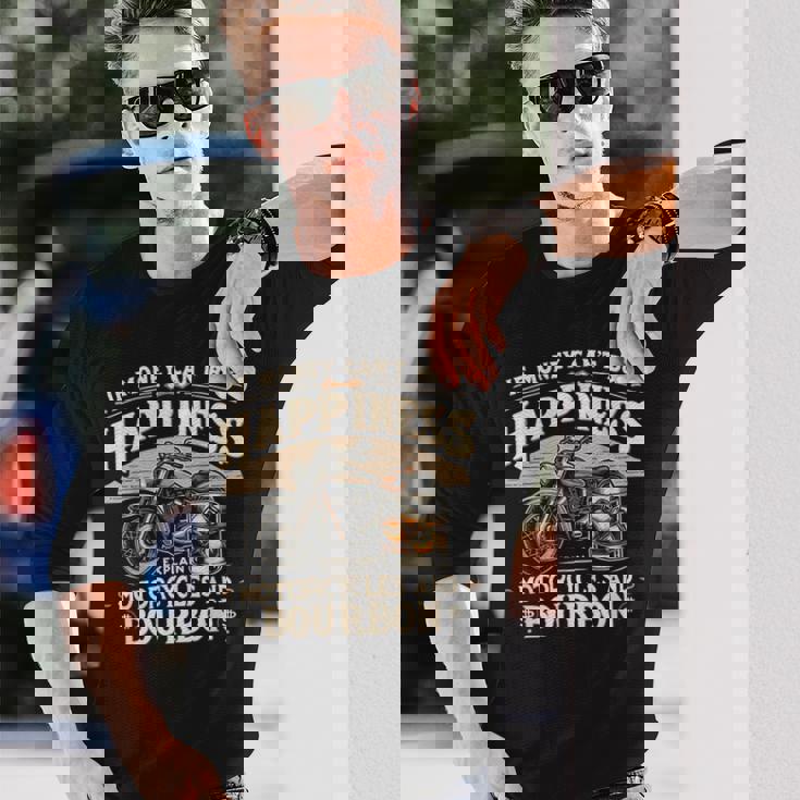 お金で幸せが買えないならバーボンとバイクを解説 長袖Tシャツ 彼への贈り物