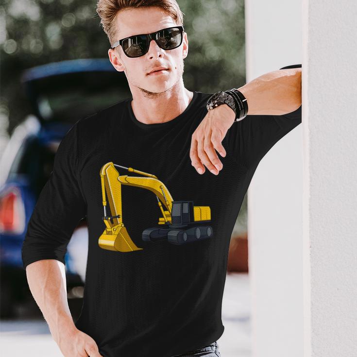 かっこいいショベルカー 男の子 乗り物 建設現場 キッズ 長袖Tシャツ 彼への贈り物
