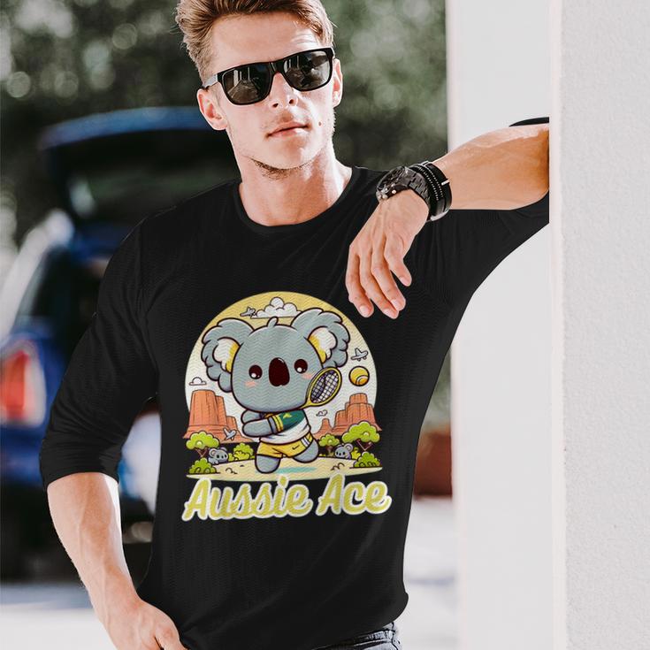 かわいい テニス コアラ 可愛い アスレチック 夏 テニス キャンプ 長袖Tシャツ 彼への贈り物