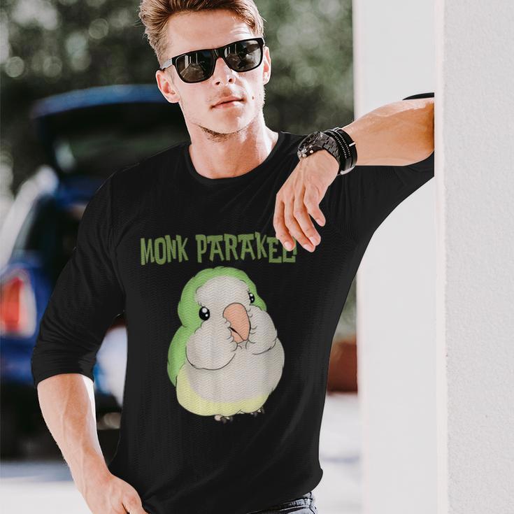 かわいいオキナインコインコクエーカーオウム鳥の恋人 長袖Tシャツ 彼への贈り物