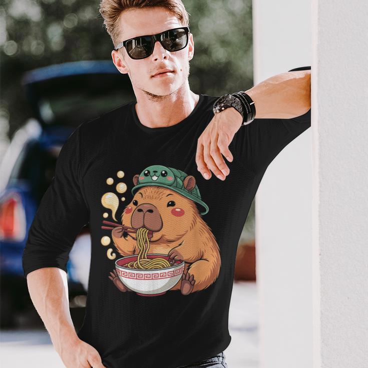 かわいいカピバラと亀 リュック ラーメン カワイイ 長袖Tシャツ 彼への贈り物