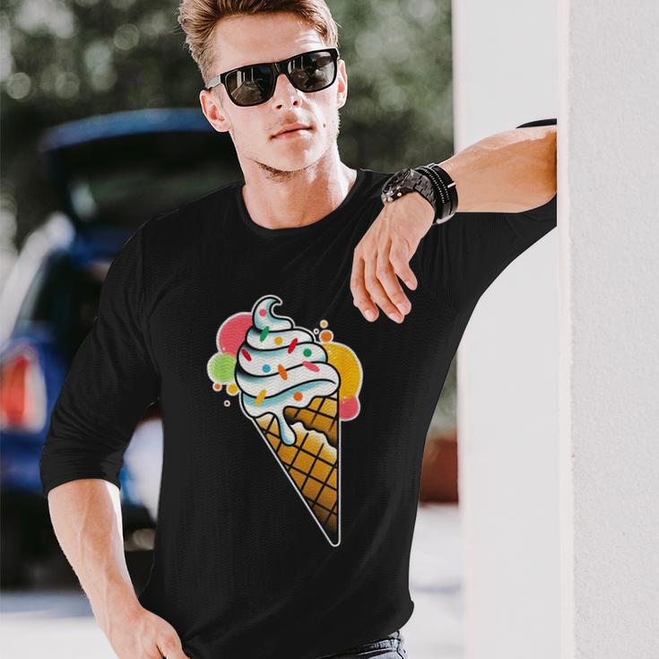 アイスクリームコーン×スプリンクルワッフルコーン 長袖Tシャツ 彼への贈り物