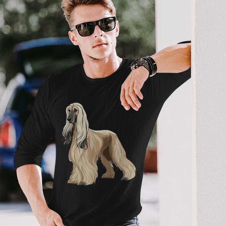 アイ・ラブ・アフガン・ハウンド 長袖Tシャツ 彼への贈り物