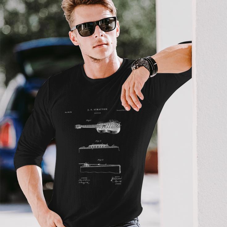 アコースティックギター特許tシャツ-ミュージックシャツ 長袖Tシャツ 彼への贈り物