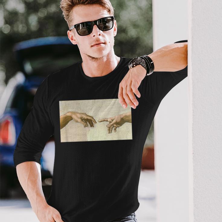 アダム・ミケランジェロによる創造 美術史 長袖Tシャツ 彼への贈り物