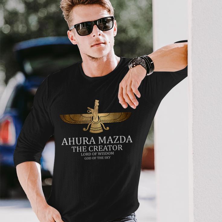 アフラ・マズダー 古代ペルシャの神 ゾロアスター教のシンボル 長袖Tシャツ 彼への贈り物