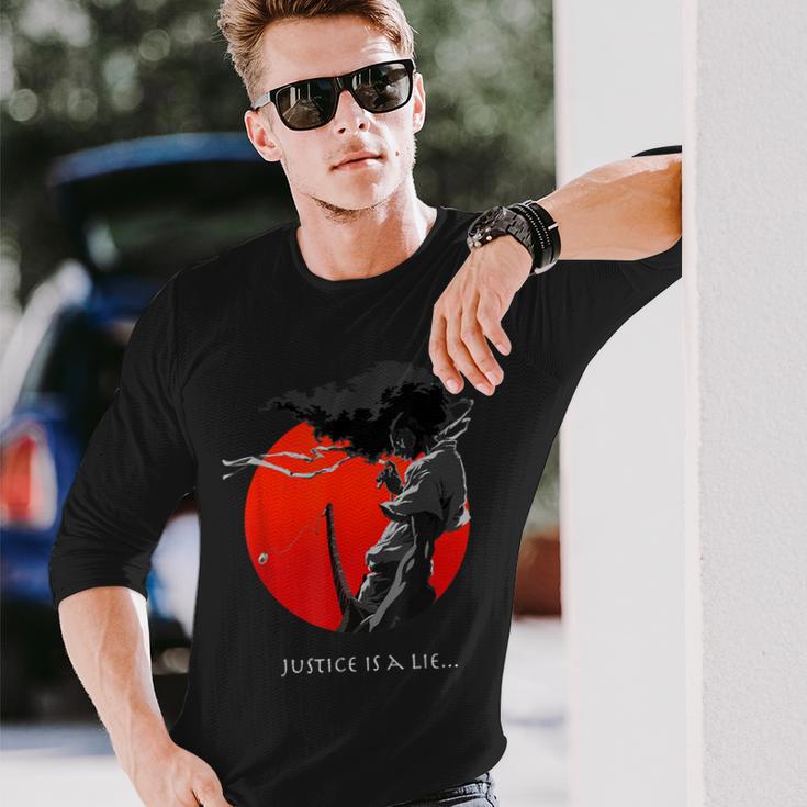 アフロサムライ アニメ 日本武士道戦士 ストリートウェア 長袖Tシャツ 彼への贈り物