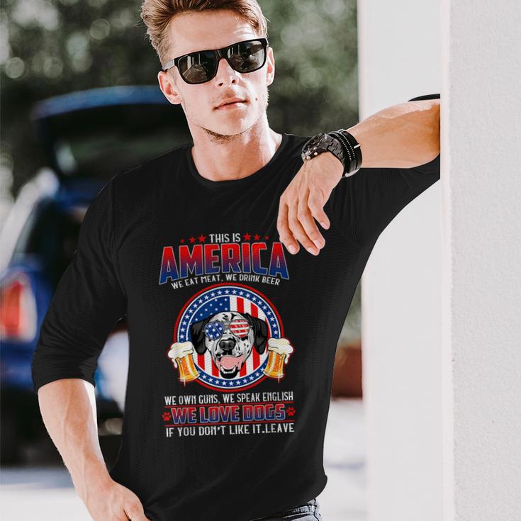 アメリカ We Love Dogs ダルメシアン犬とビール 独立記念日 長袖Tシャツ 彼への贈り物