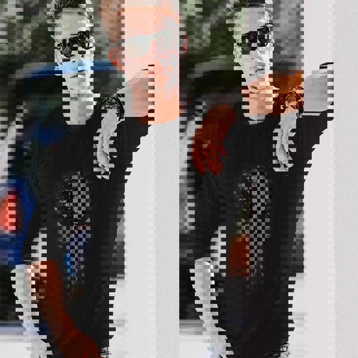 アメリカ国旗 ミリタリー スカル 愛国心 Usa 長袖Tシャツ 彼への贈り物