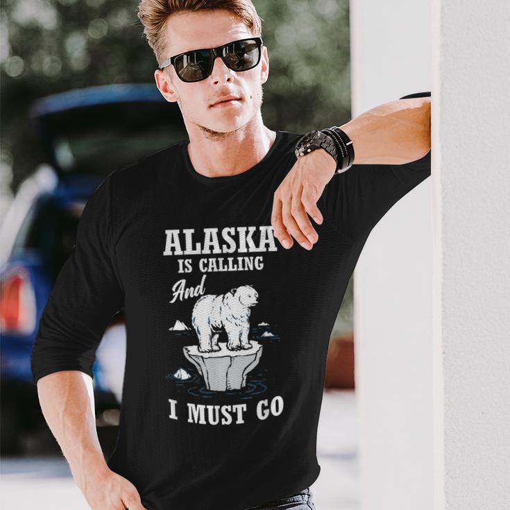 アラスカ 冬山 アラスカが呼んでいる 面白いアラスカ 長袖Tシャツ 彼への贈り物