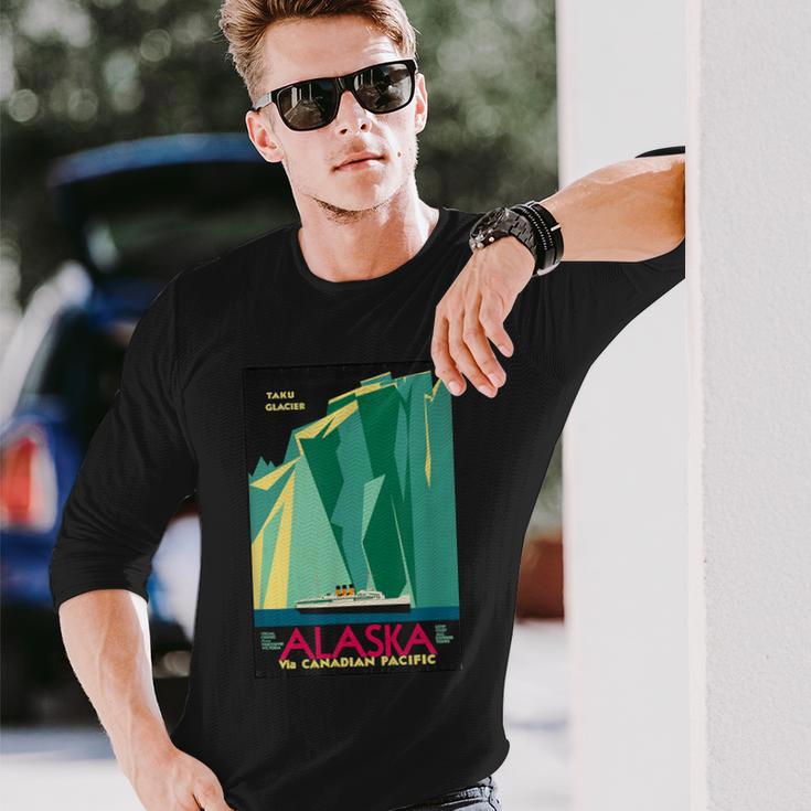 アラスカ 広告 ビンテージ レトロ ポスター 長袖Tシャツ 彼への贈り物