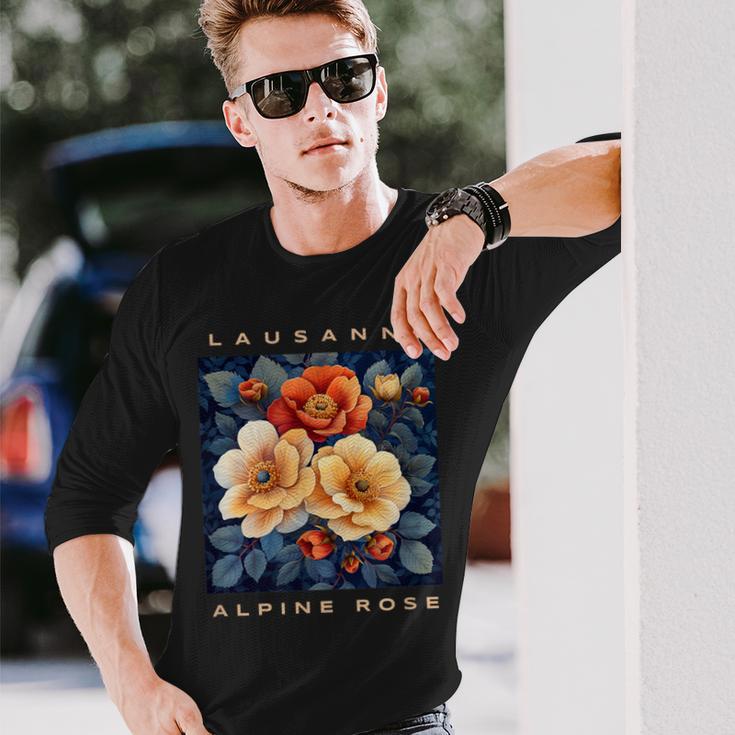 アルパインローズフラワー ローザンヌ 長袖Tシャツ 彼への贈り物