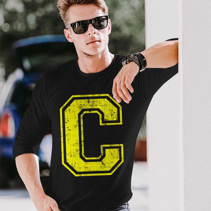 アルファベット C 大文字 イニシャル クラシック 学校 カレッジ 長袖Tシャツ 彼への贈り物
