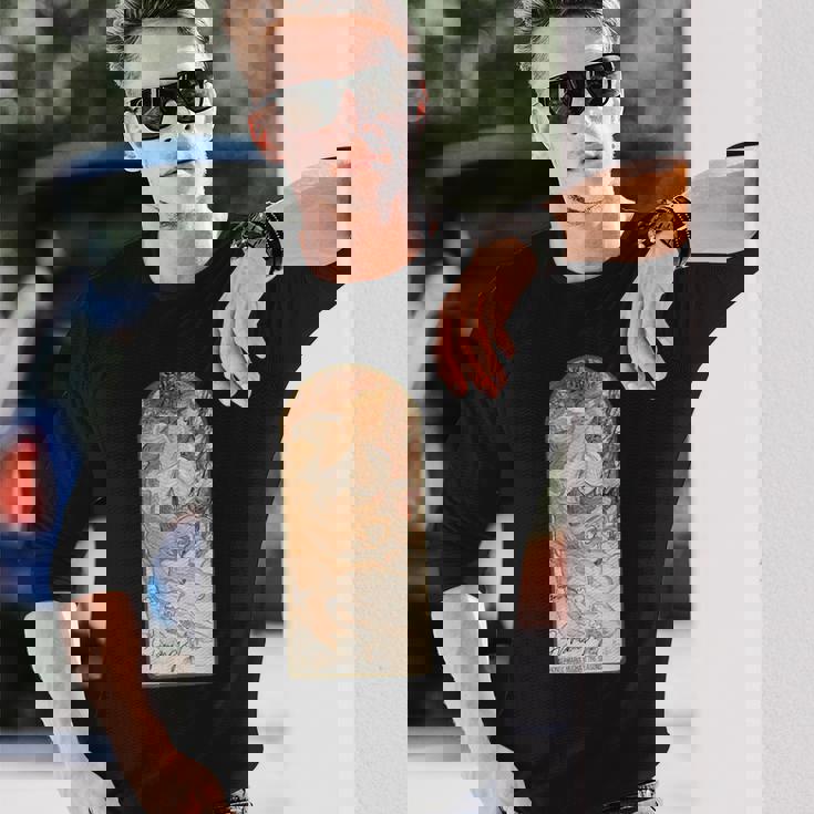 アルフォンス・マリア・ミュシャの季節 春 長袖Tシャツ 彼への贈り物