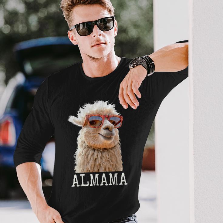 アルママ かわいい アルパカ ママ ダジャレ ラマ プレママ 家族 マタニティ 動物 長袖Tシャツ 彼への贈り物