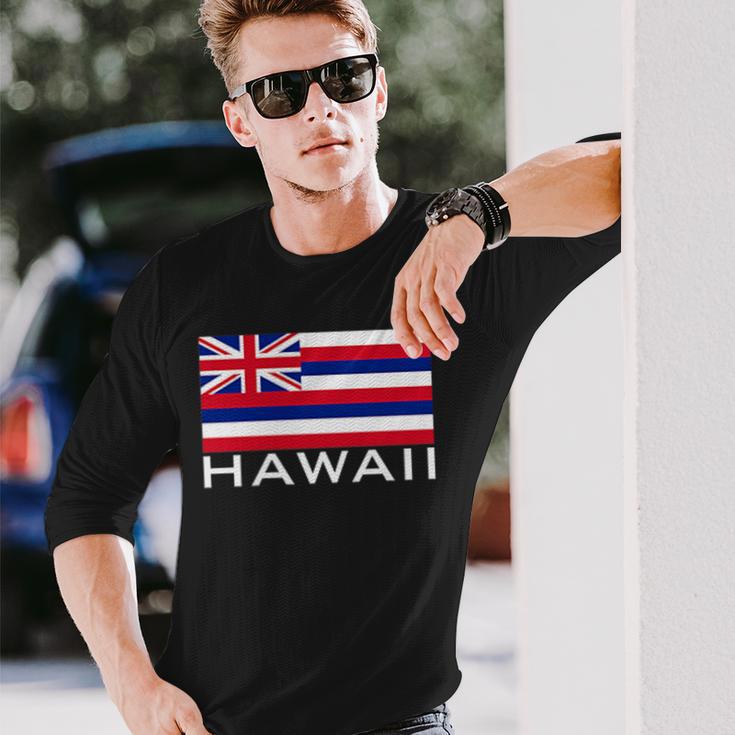 アロハのハワイ州旗 長袖Tシャツ 彼への贈り物