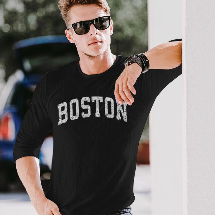 アンティーク調ボストンtシャツ、ベーシックヴィンテージカレッジスタイルtシャツ 長袖Tシャツ 彼への贈り物
