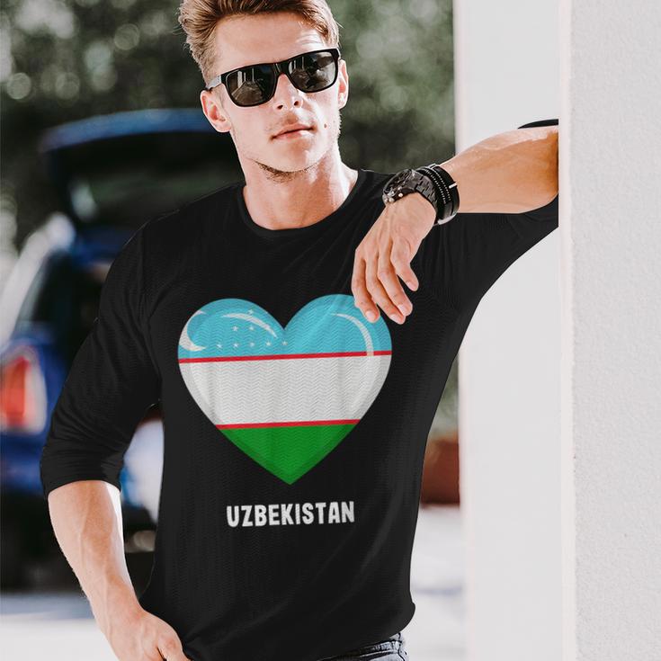 ウズベキスタン国旗シャツ 長袖Tシャツ 彼への贈り物