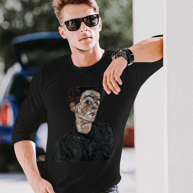 エゴン・シーレ セルフポートレート 長袖Tシャツ 彼への贈り物