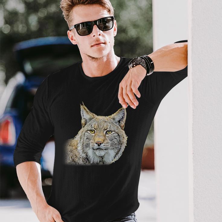 オオヤマネコのデザインオオヤマネコの野良猫ギフト 長袖Tシャツ 彼への贈り物
