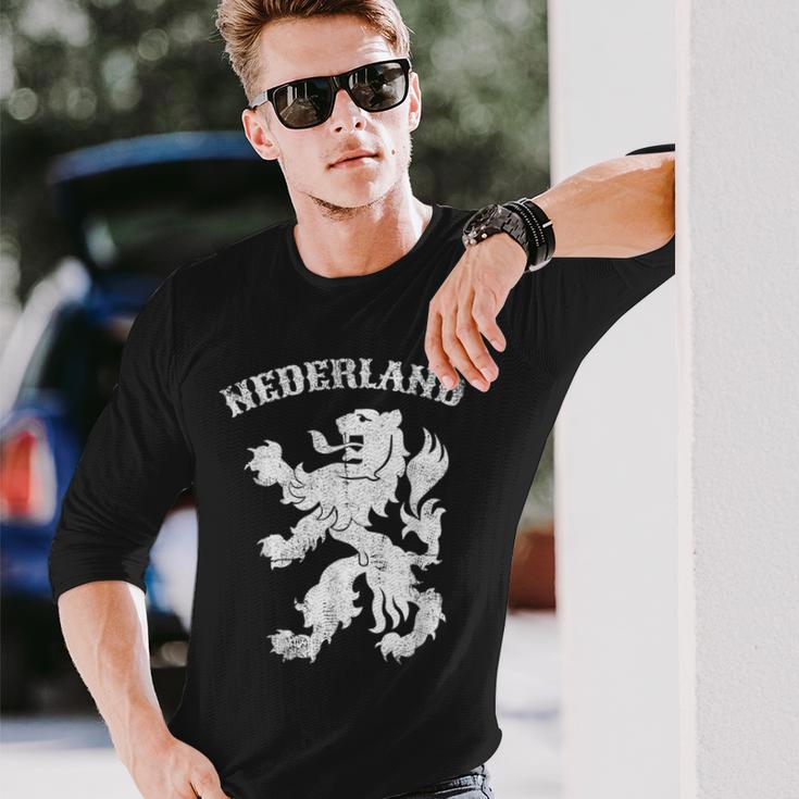 オランダ レトロ オランダ ライオン クラウン オランダ プライド 長袖Tシャツ 彼への贈り物