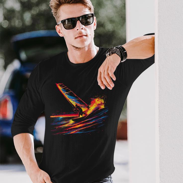 オールドスクールウインドサーフィン・セイルボード 長袖Tシャツ 彼への贈り物