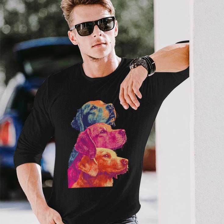 カラフルなラブラドールレトリバー犬夏の美的ペットアート 長袖tシャツ 長袖Tシャツ 彼への贈り物