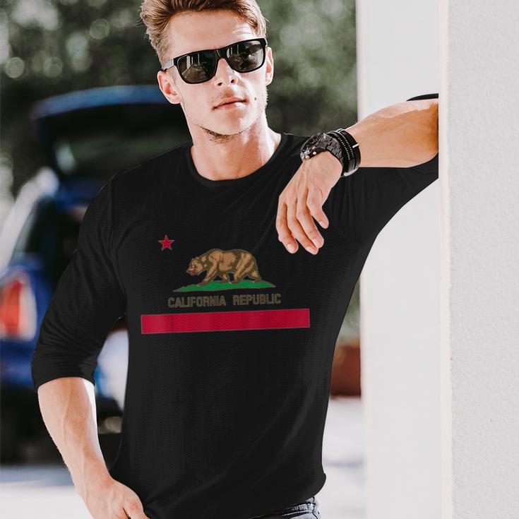 カリフォルニア州 'Bear Republic' 州旗 長袖Tシャツ 彼への贈り物