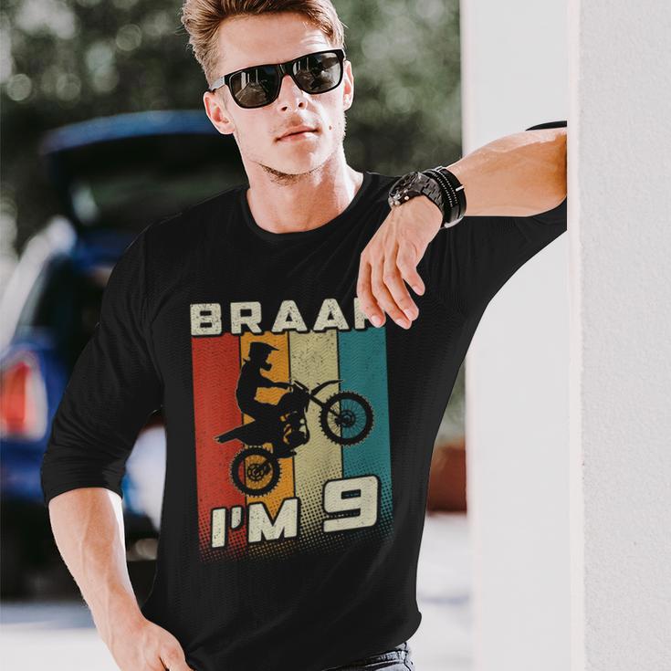 キッズ Braap I'm 9 ダートバイク 誕生日 9 Mx 9歳の誕生日 モトクロス 長袖Tシャツ 彼への贈り物