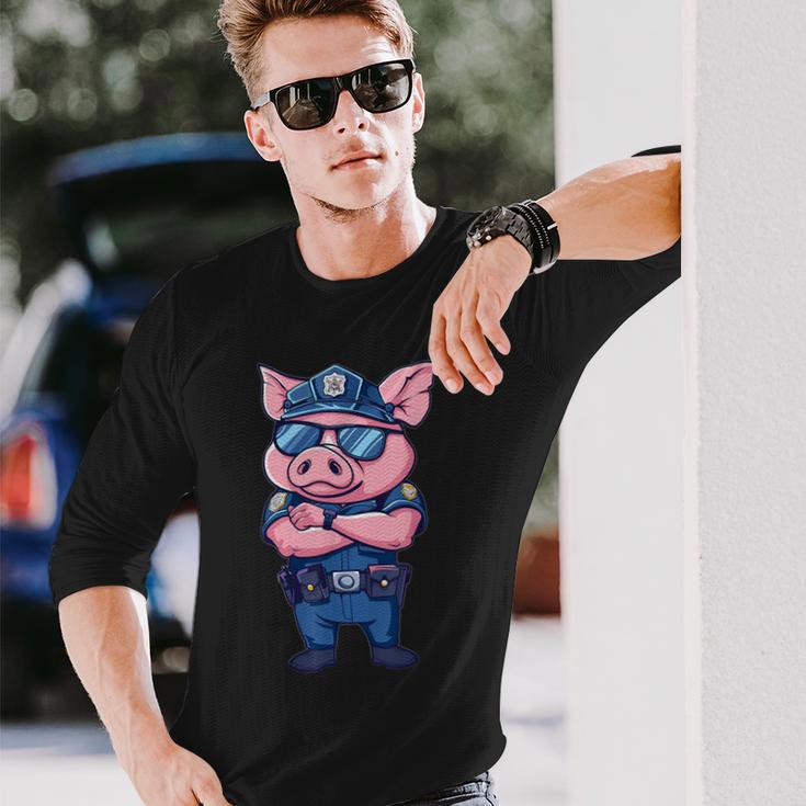 キッズ 警察豚 長袖Tシャツ 彼への贈り物