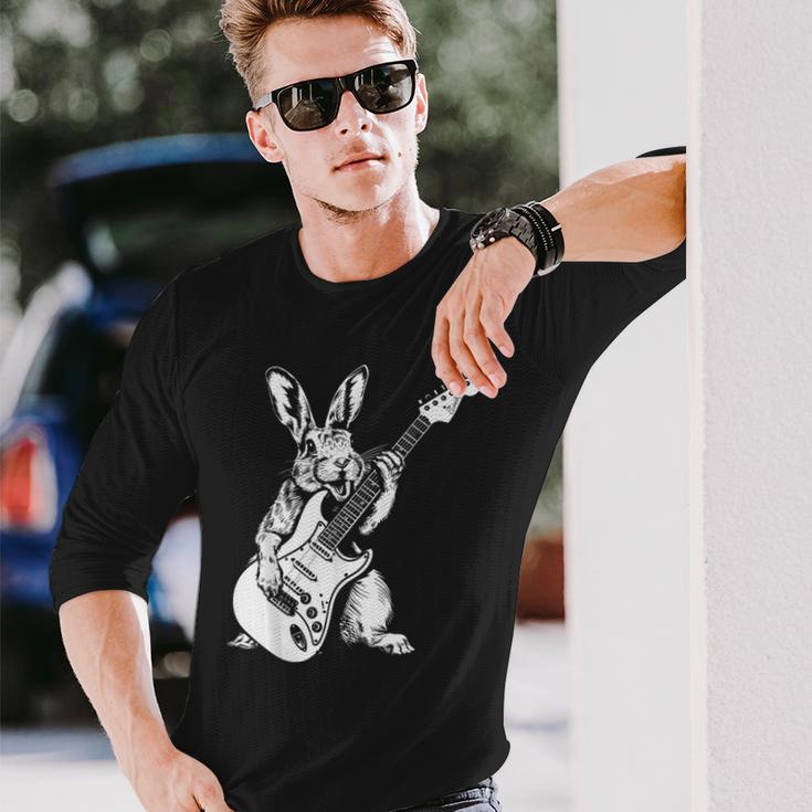 ギタリスト ギター ギタープレーヤー ウサギ お父さん ママ 長袖Tシャツ 彼への贈り物