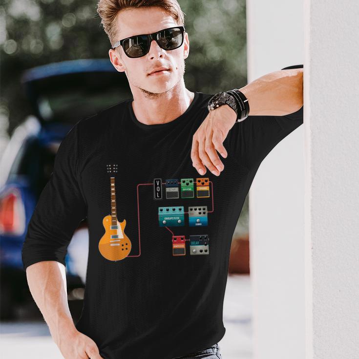 ギターペダルとストンプボックスジャム 長袖Tシャツ 彼への贈り物