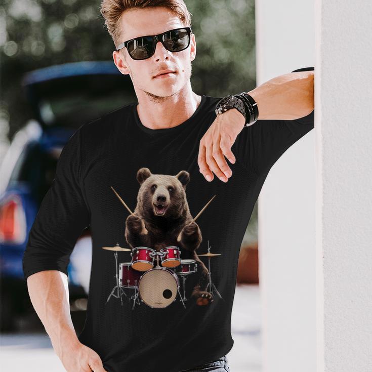 クマの演奏 ドラム リアル 長袖Tシャツ 彼への贈り物