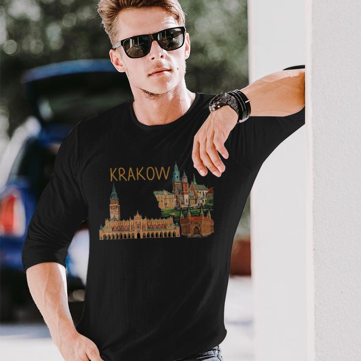 クラクフ ポーランド 旅行 お土産 都市 ランドマーク ギフト 長袖Tシャツ 彼への贈り物