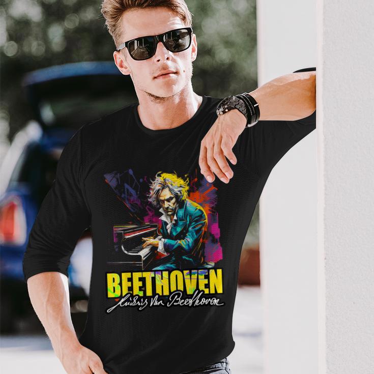 クラシック音楽 ピアノ ルートヴィヒ・ヴァン ベートーヴェン 長袖Tシャツ 彼への贈り物