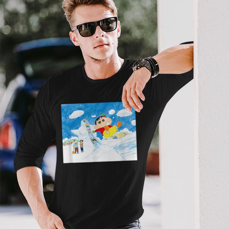 クレヨンしんちゃん 雪のすべり台 長袖Tシャツ 彼への贈り物